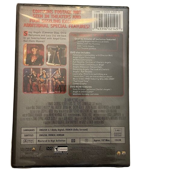 Charlies Angels Full Throttle Action Comedy DVD PG 13 2003 u Drew Barrymore Luc - Picture 2 of 2